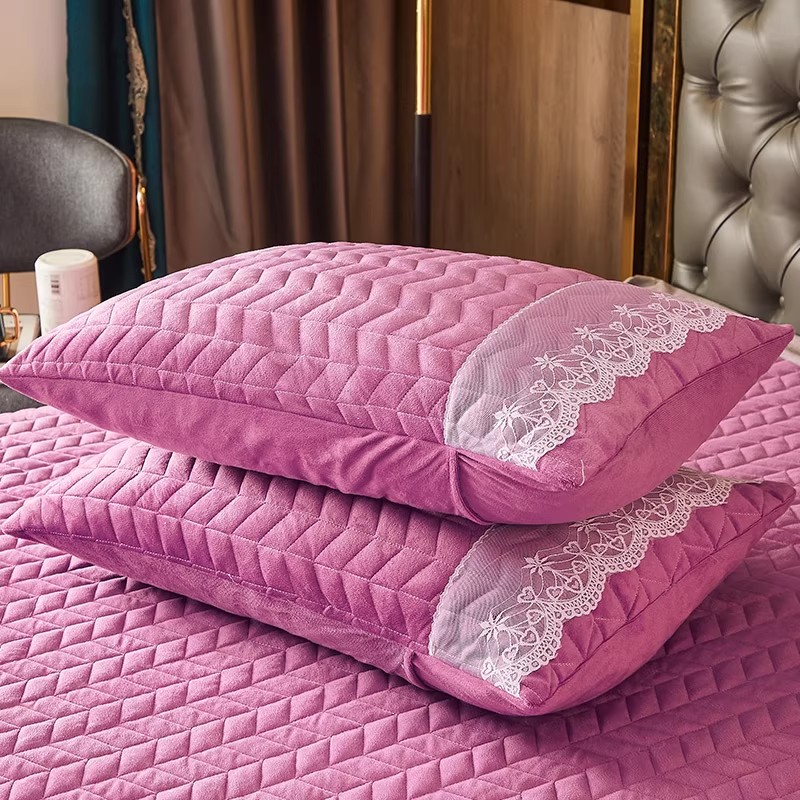 牛奶绒夹棉枕套加厚法兰珊瑚绒毛绒枕头枕芯套枕头皮子一对装包邮