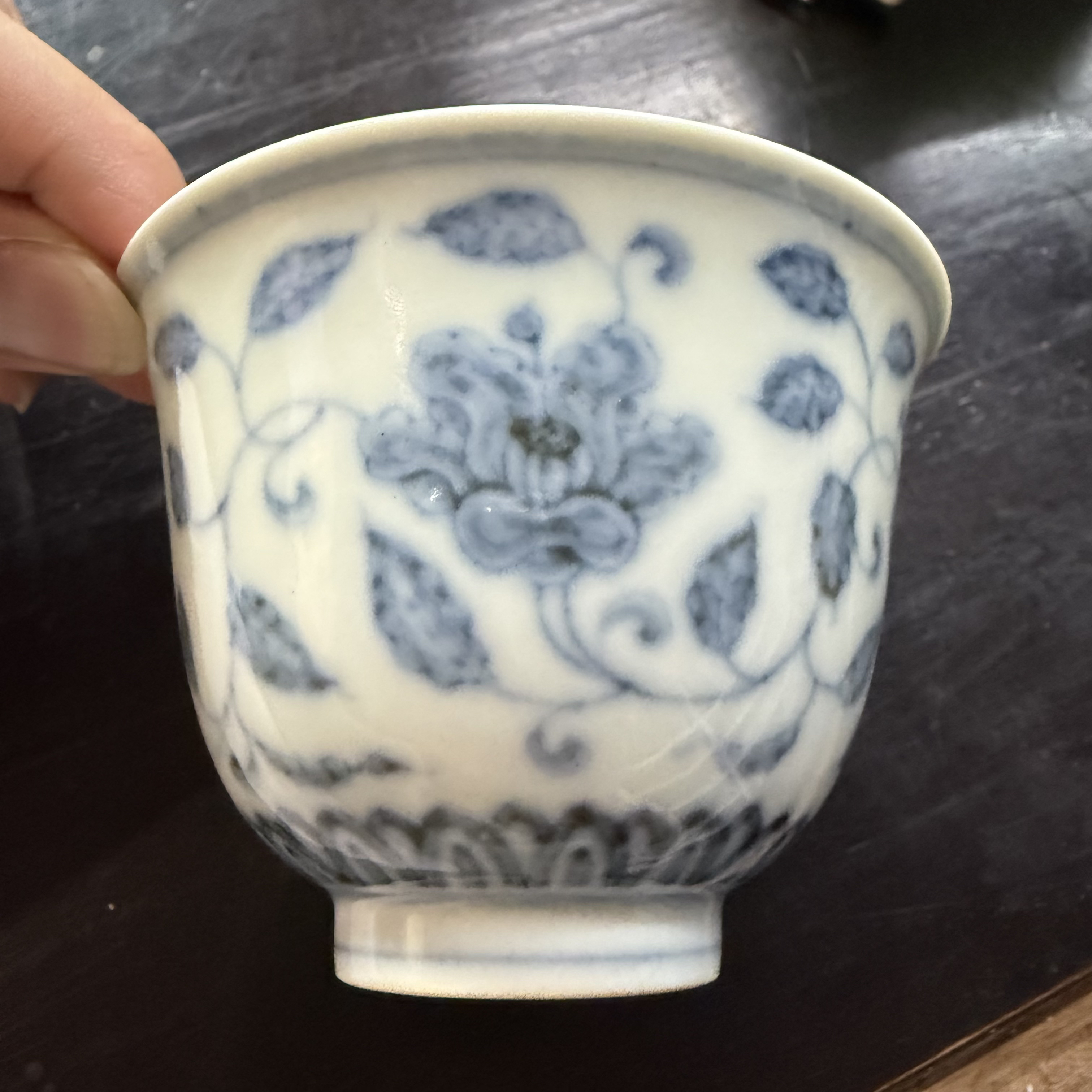 古陶瓷青花缠枝莲花卉铃铛杯