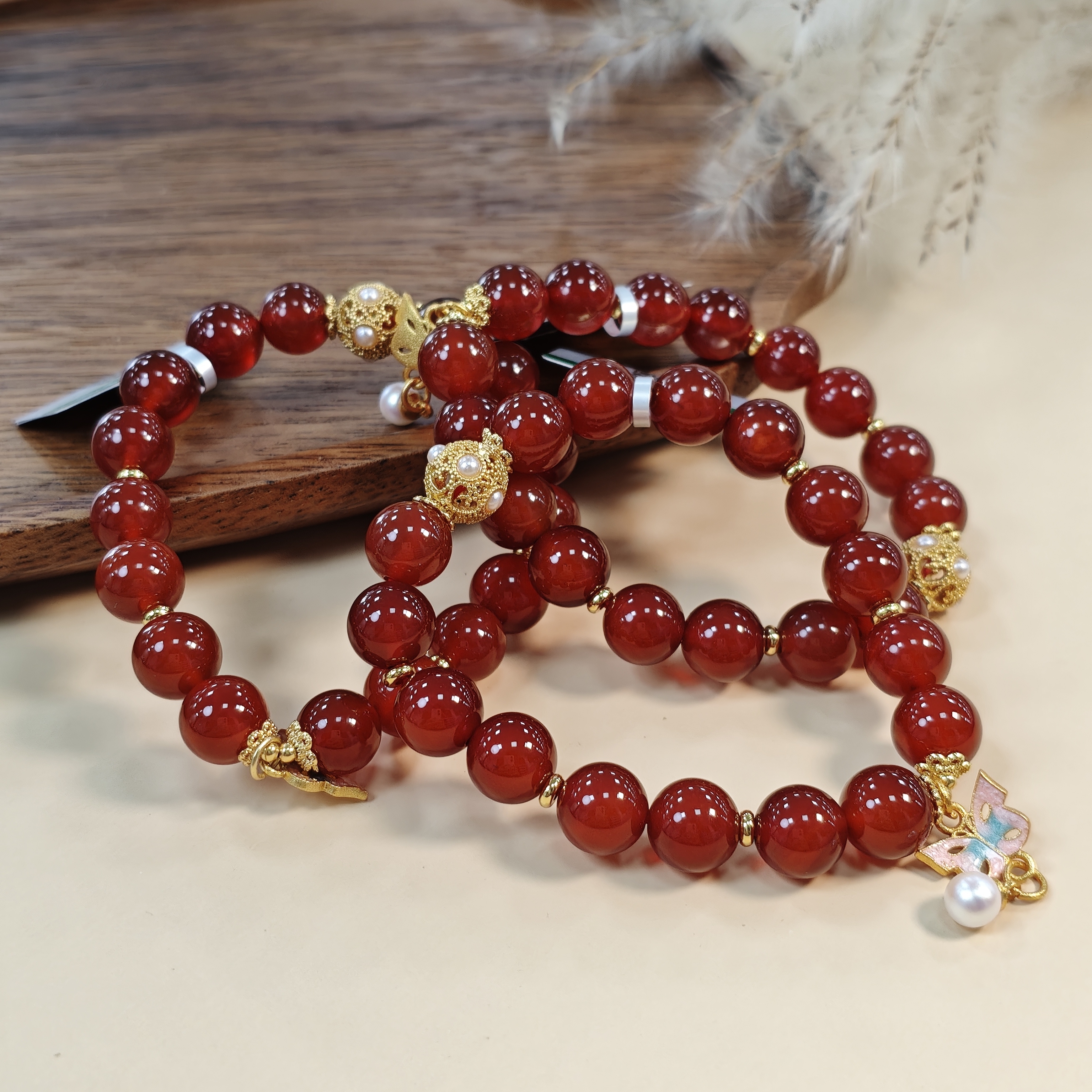 【怀晶珠宝】原创红玛瑙单圈手链 多样性发一件 约10mm 047DCC