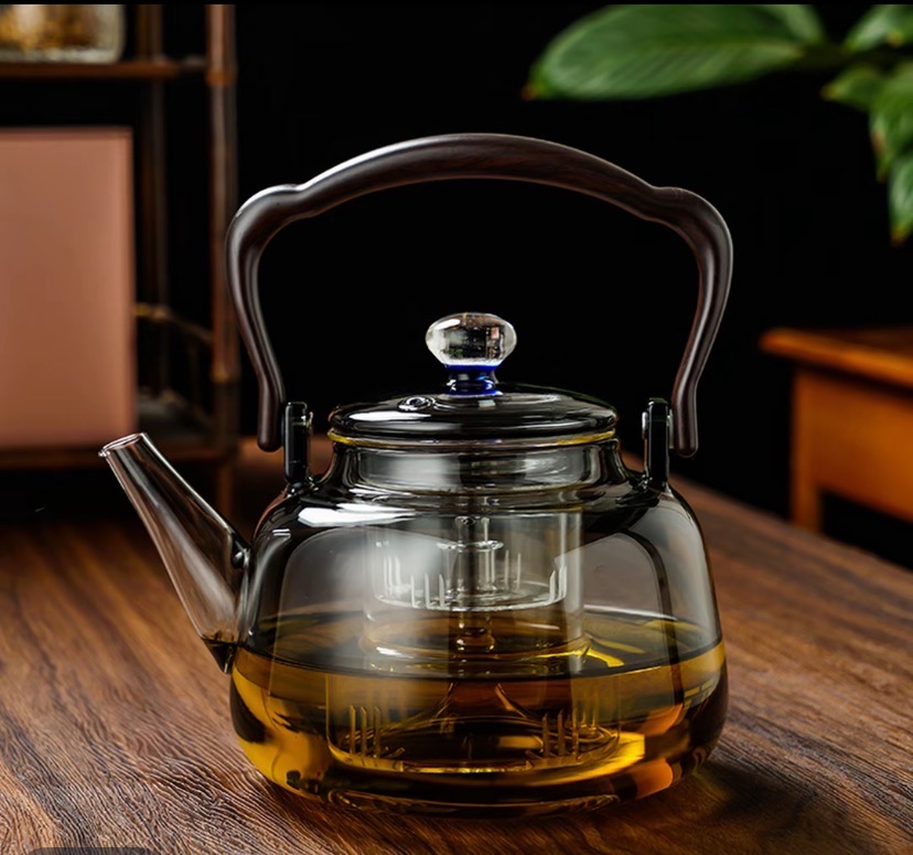 蒸煮耐高温玻璃新款四代茶壶家用一体加热围炉煮茶大容量加厚提梁