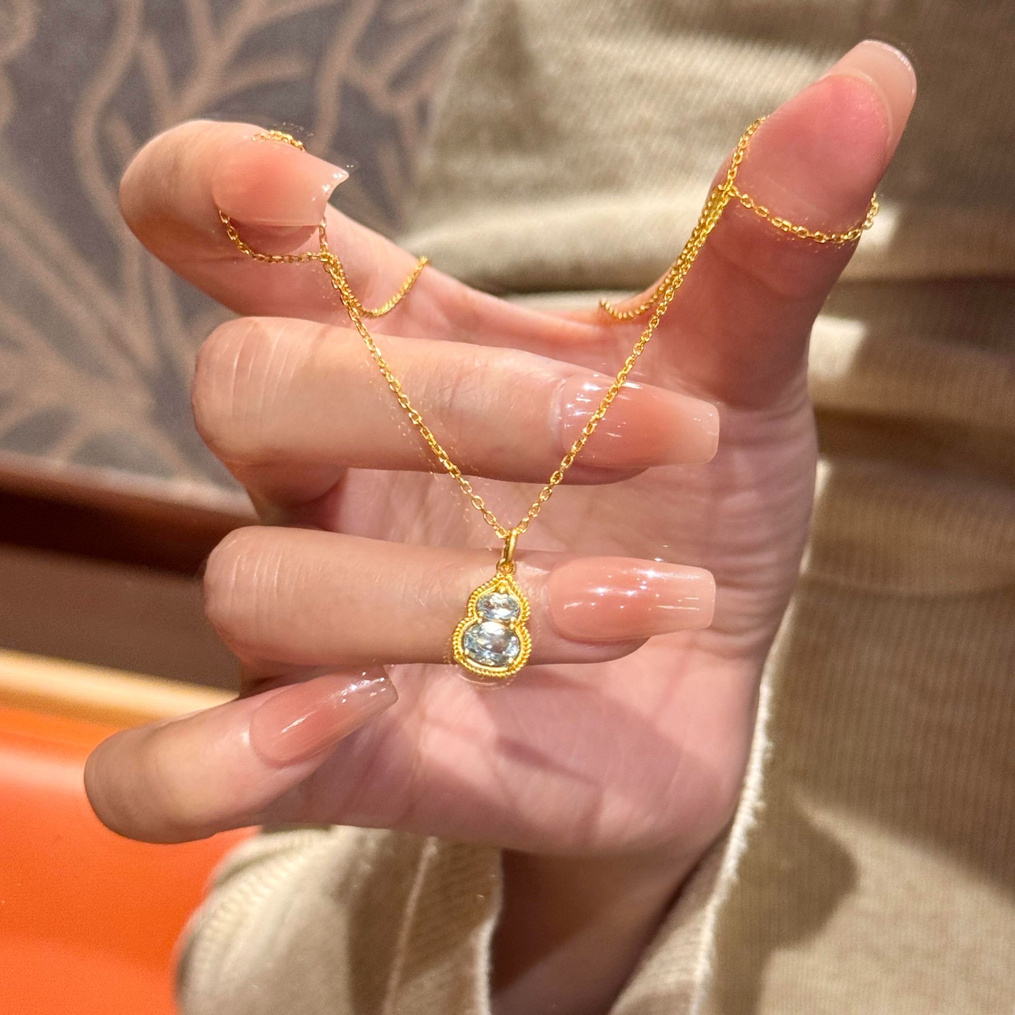 钛钢项链 冰川蓝葫芦项链女轻奢小众高级精美百搭设计感锁骨链