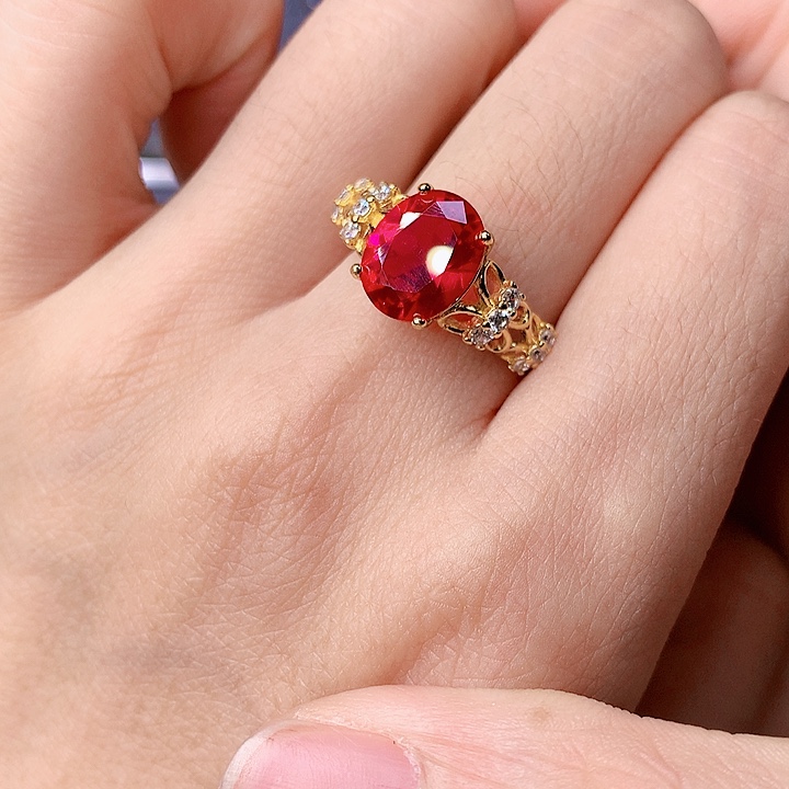 红宝石戒指银S925镶嵌