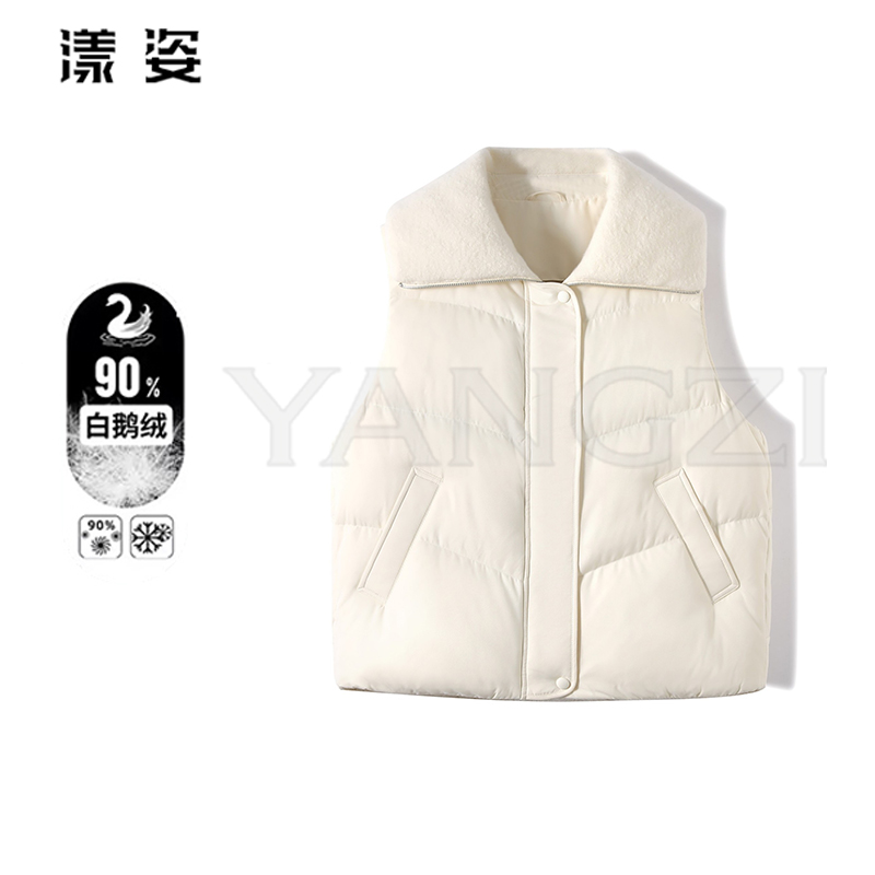 漾姿秋冬新款时尚减龄款无袖翻领款90白鹅绒服外套 251520