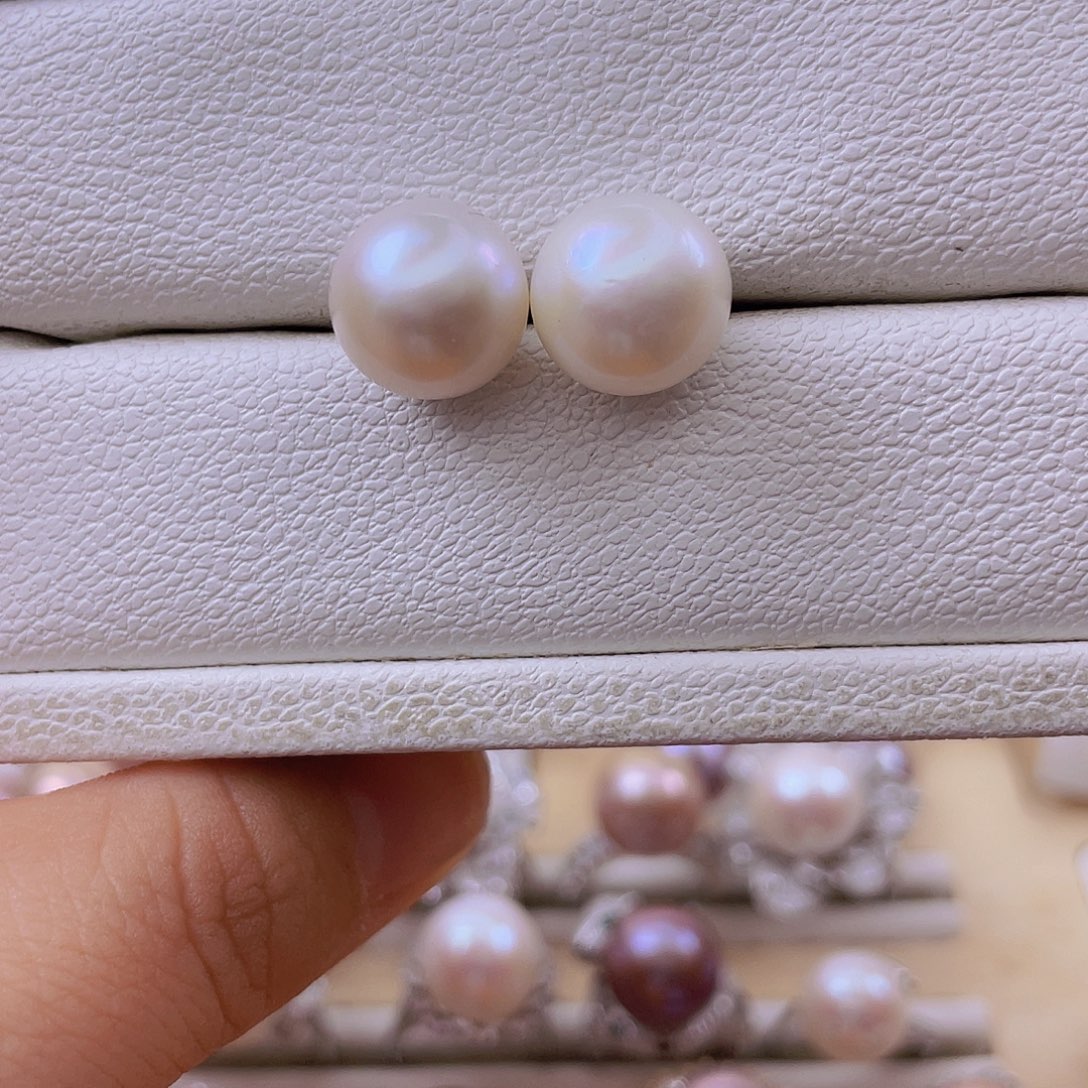 银S925镶嵌淡水珍珠耳饰