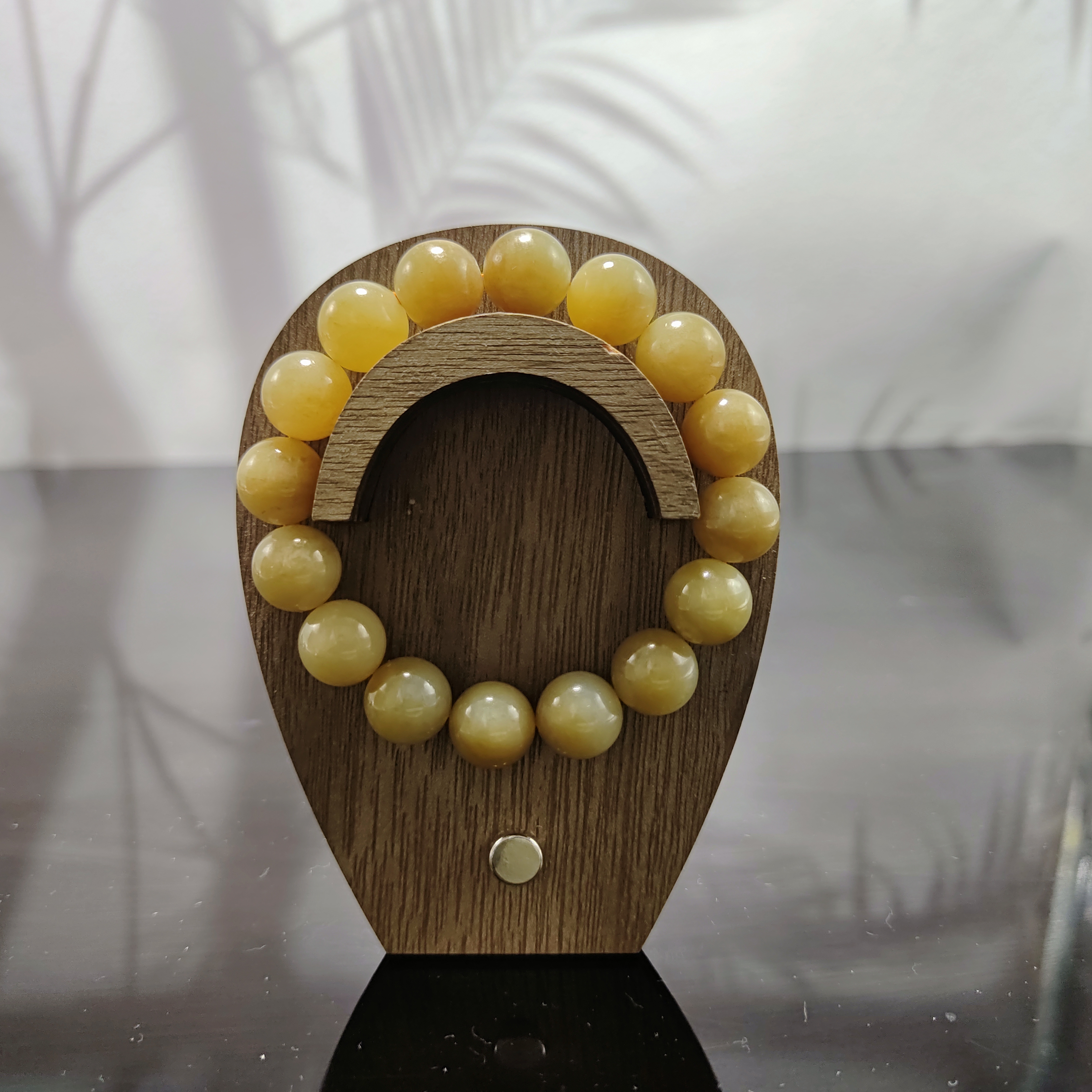 J和田玉且末糖圆珠手串（卡12）3988