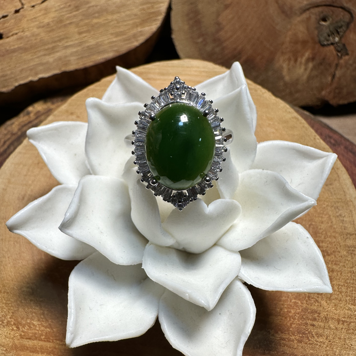 碧玉和田玉 女士时尚 简约可调节指环饰品