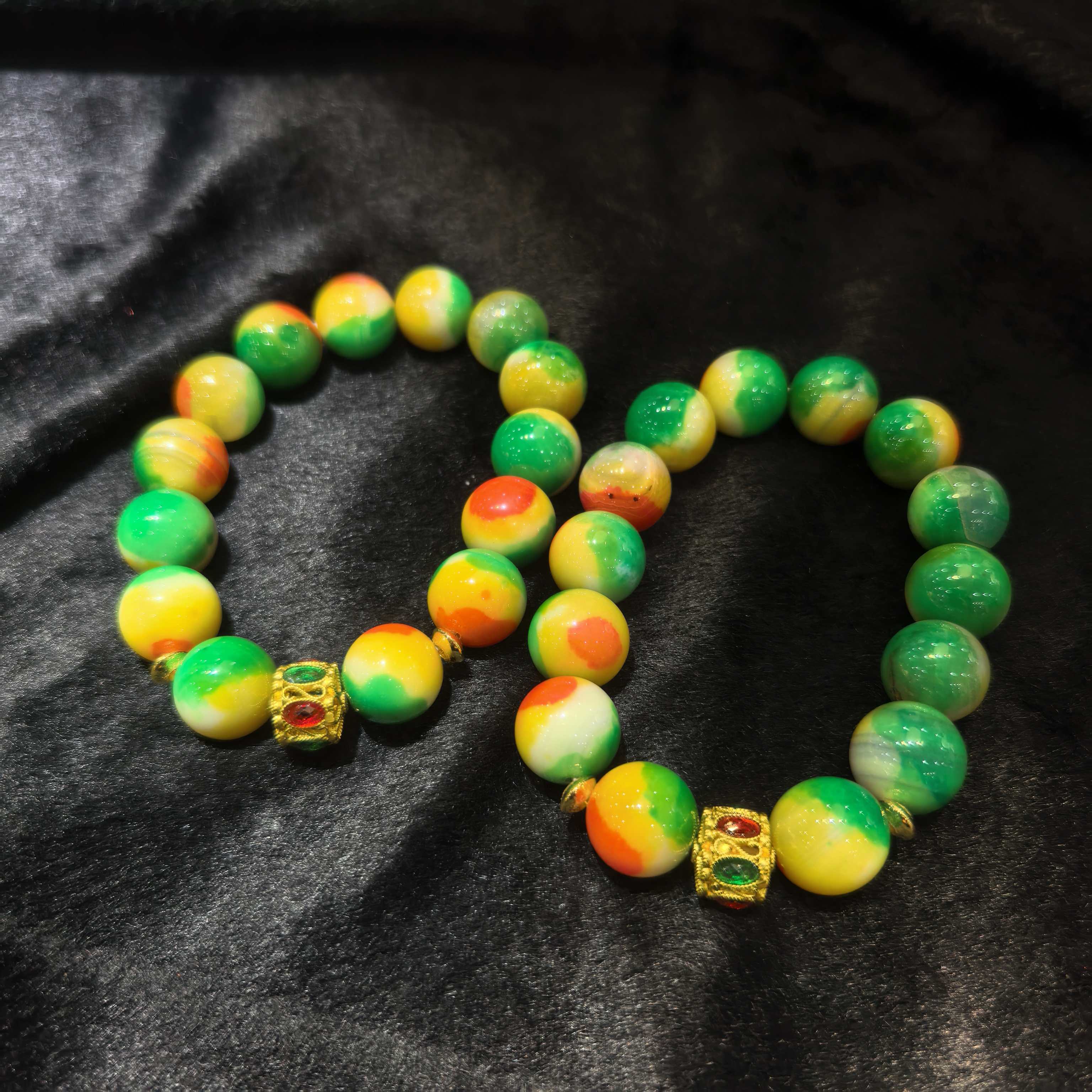 S8217【东齐珠宝】七彩大漠肉丛蓉玛瑙绿手串-多样性发货只发一件