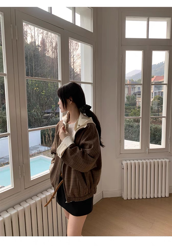 【连帽拆卸格子外套】设计师外套