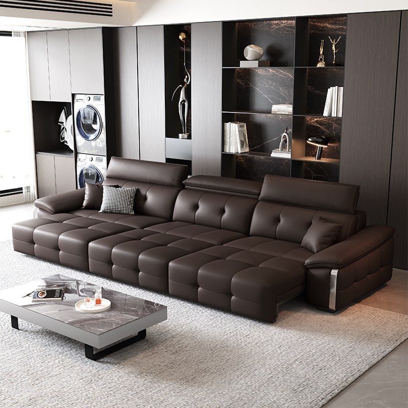 意式极简劳伦斯客厅真皮电动沙发现代简约功能沙发家用两用沙发