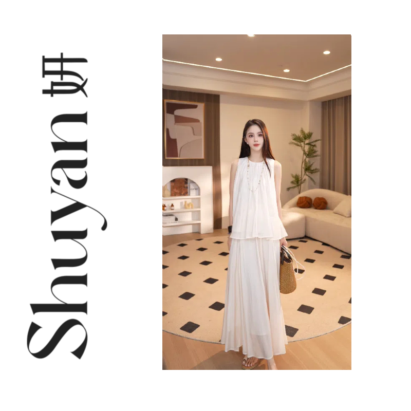 Shuyan妍【松弛MAX】温柔杏时尚松弛慵懒风背心上衣背心套装665044