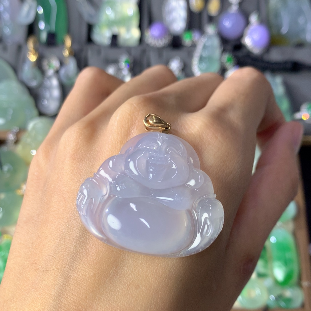 翡翠18K金镶嵌吊坠(不含链)