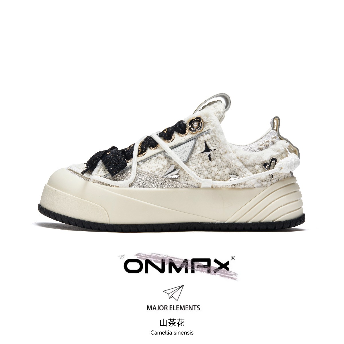 ONMAX纸飞机山茶花帆布鞋时尚夏季低帮厚底百搭小众运动运动玩咖