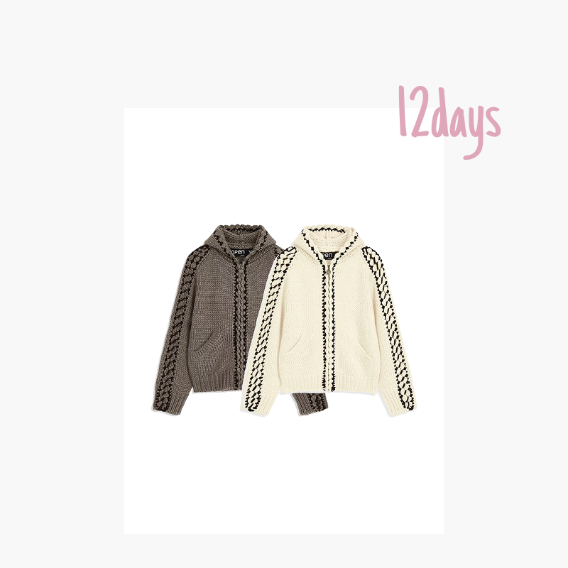 12days | YY手工钩花绵羊毛连帽毛衣开衫外套 | 25113