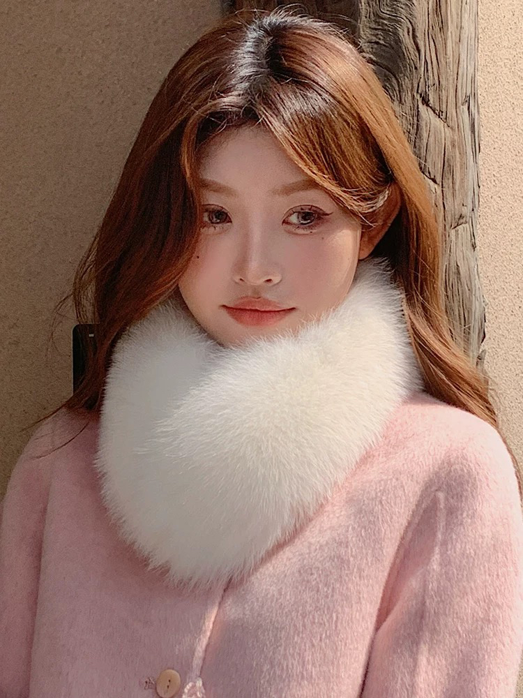 韩版整皮狐狸毛围巾毛女士冬季保暖真毛围脖款毛毛领围脖磁吸