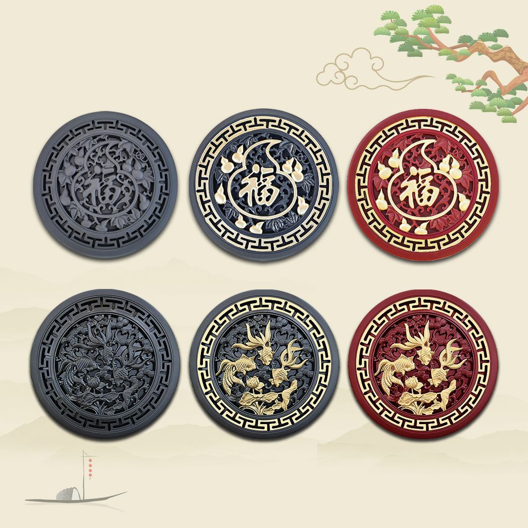 38葫芦福年年有余新中式仿古浮雕影壁树脂院墙装饰农村庭院壁挂件