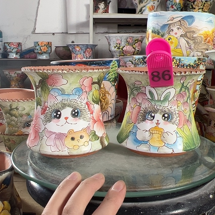 满38包邮 景德镇幸运花盆