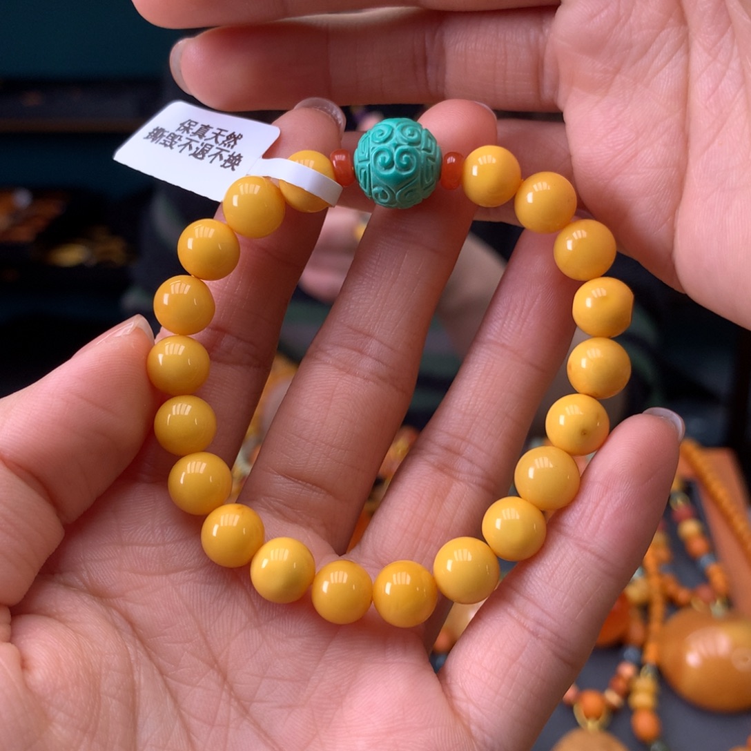 蜜蜡未镶嵌手串微瑕