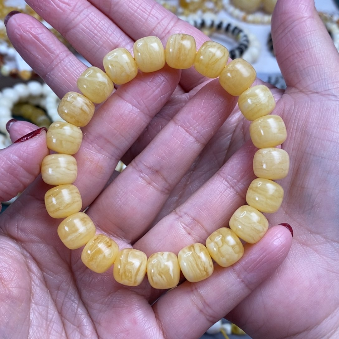 琥珀裸石未镶嵌虎皮纹老型手串11