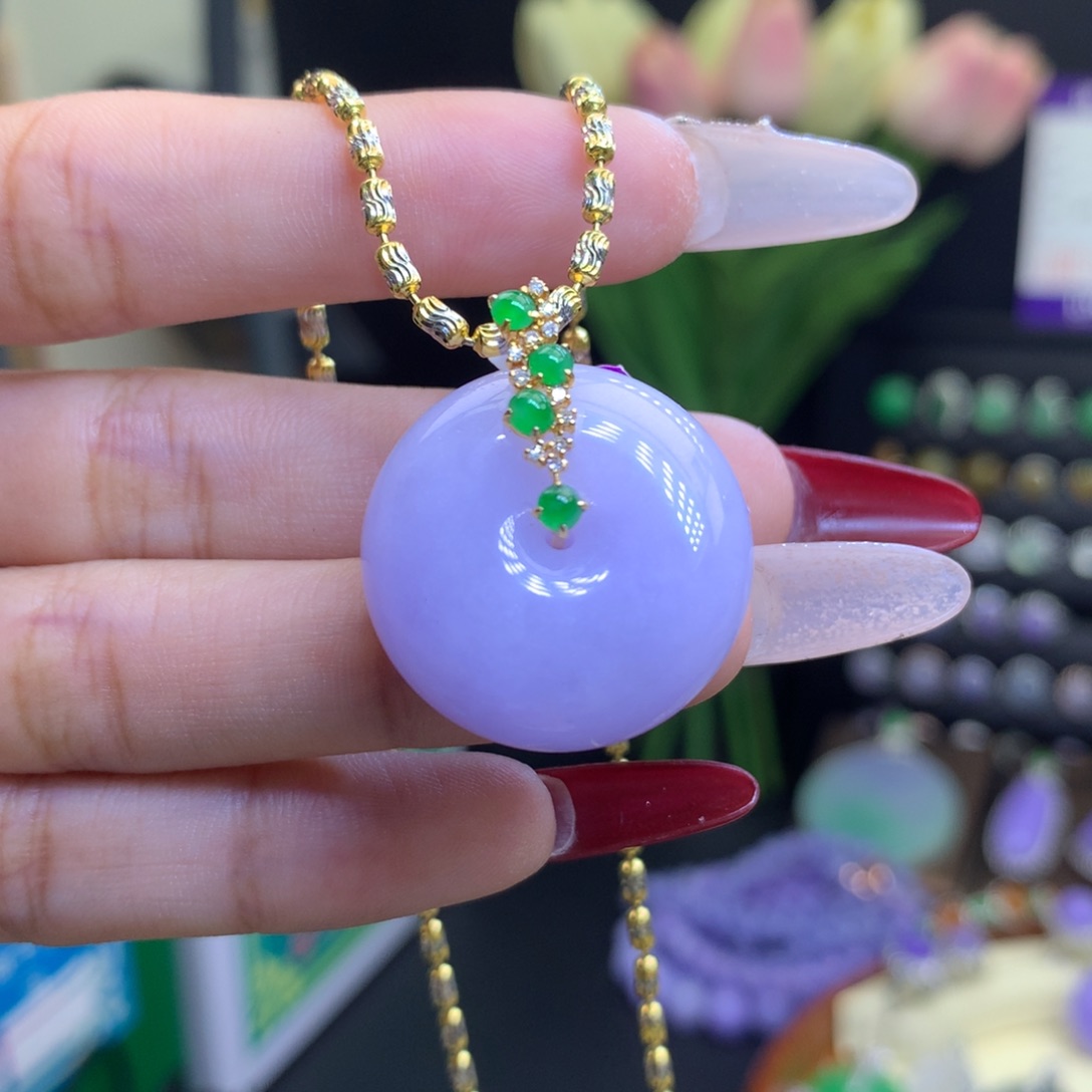 翡翠颈饰18K金镶嵌天然