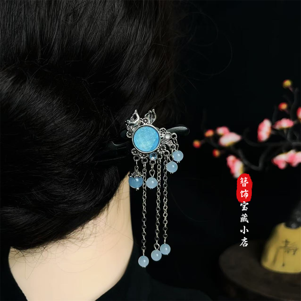 a831【蓝宝】18公分民族风原创设计女复古宫廷发簪头饰简约发簪子