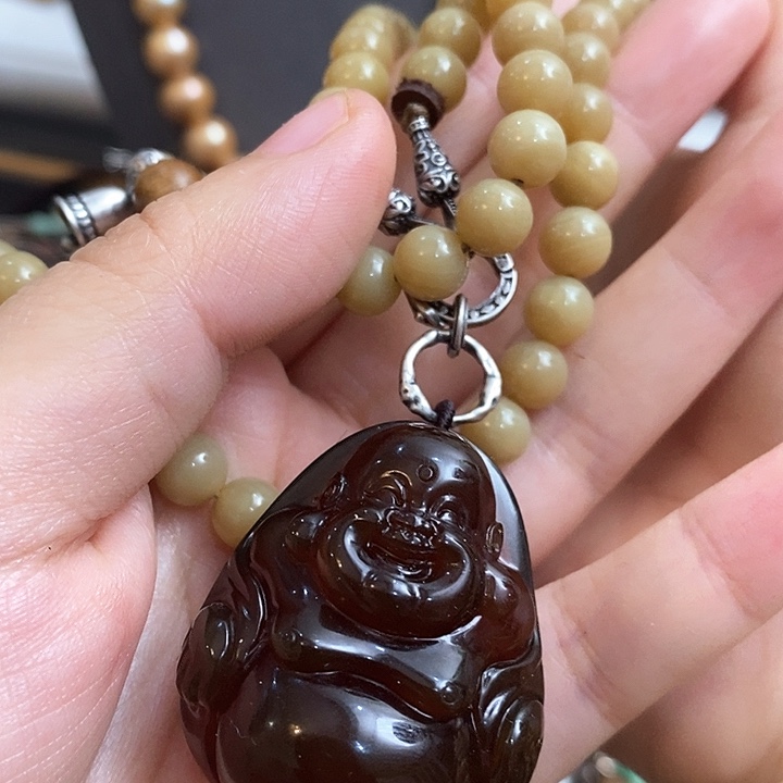 琥珀颈饰未镶嵌108108fozhu