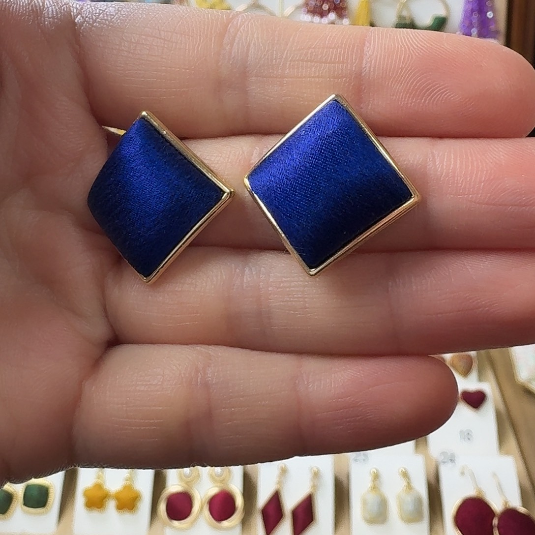 锆石纯铜合金纯手工制作宋锦耳饰