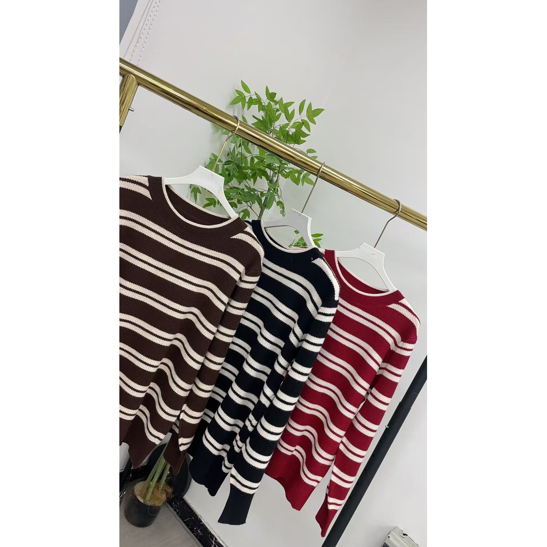 女士百搭条纹毛衣5221-J