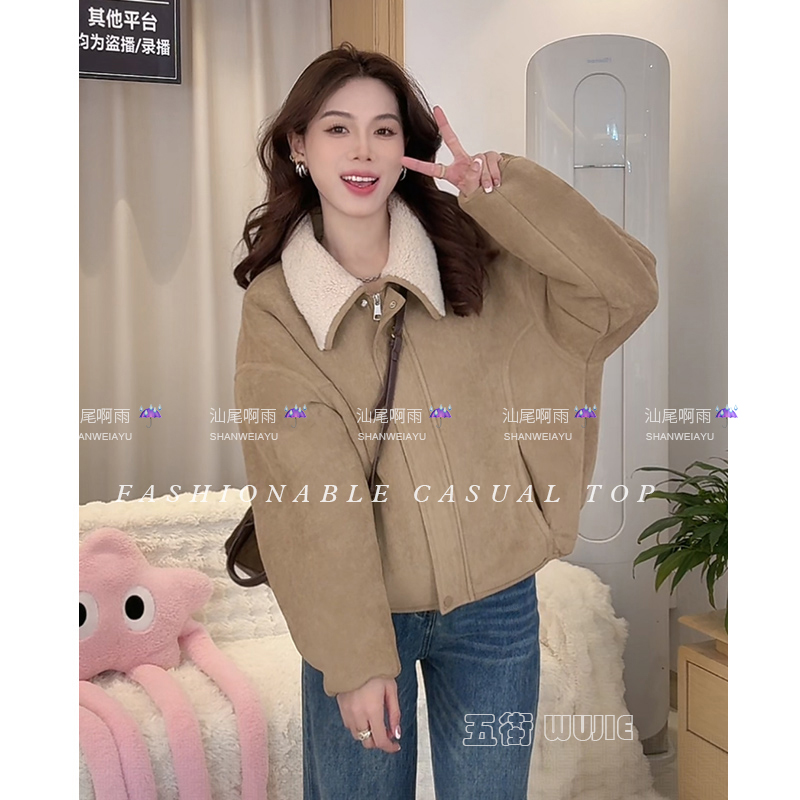 独特超好看冬仿羊羔毛外套女2025新款爆款今年流行的加绒加厚上衣