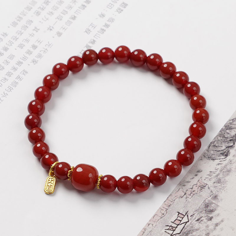 红玛瑙小众气质手工手串简约单圈女士手串珠手链多样性发一-8907