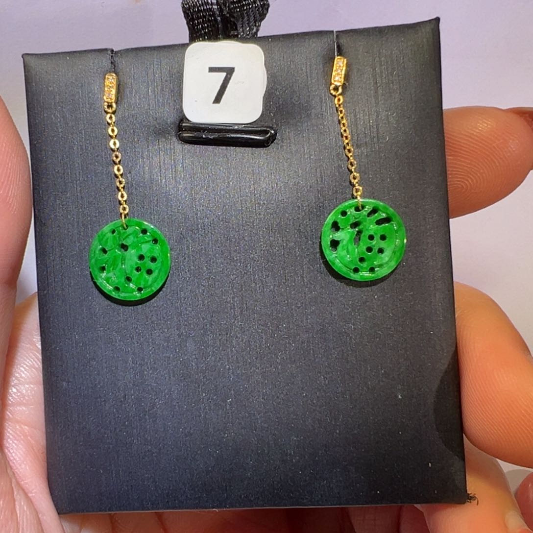 翡翠颈饰18K金镶嵌耳环