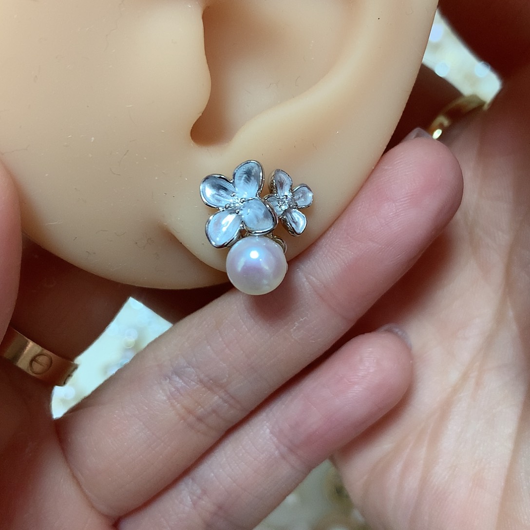 淡水珍珠耳饰合金