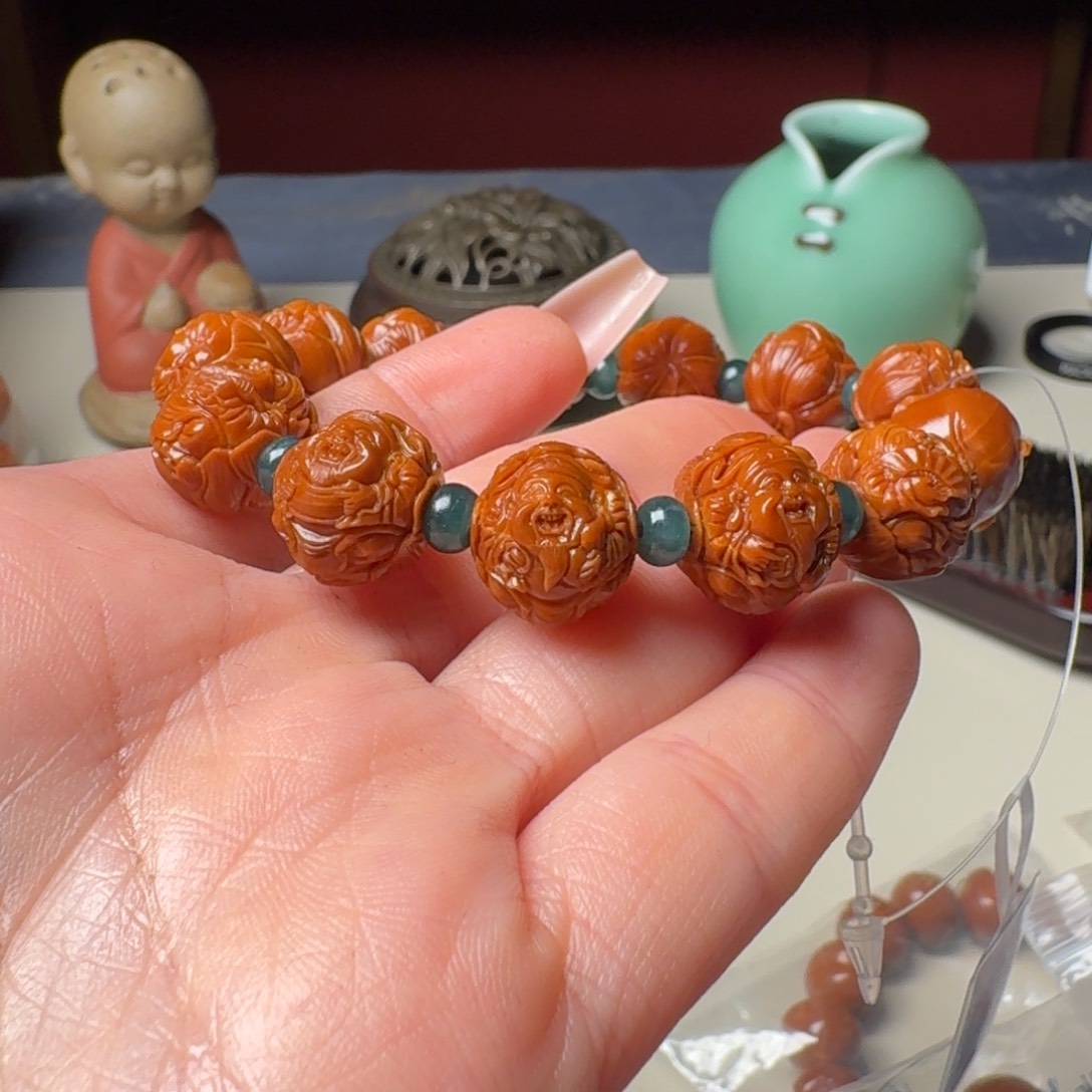 橄榄核手串/手链北****庄手工荷叶鱼