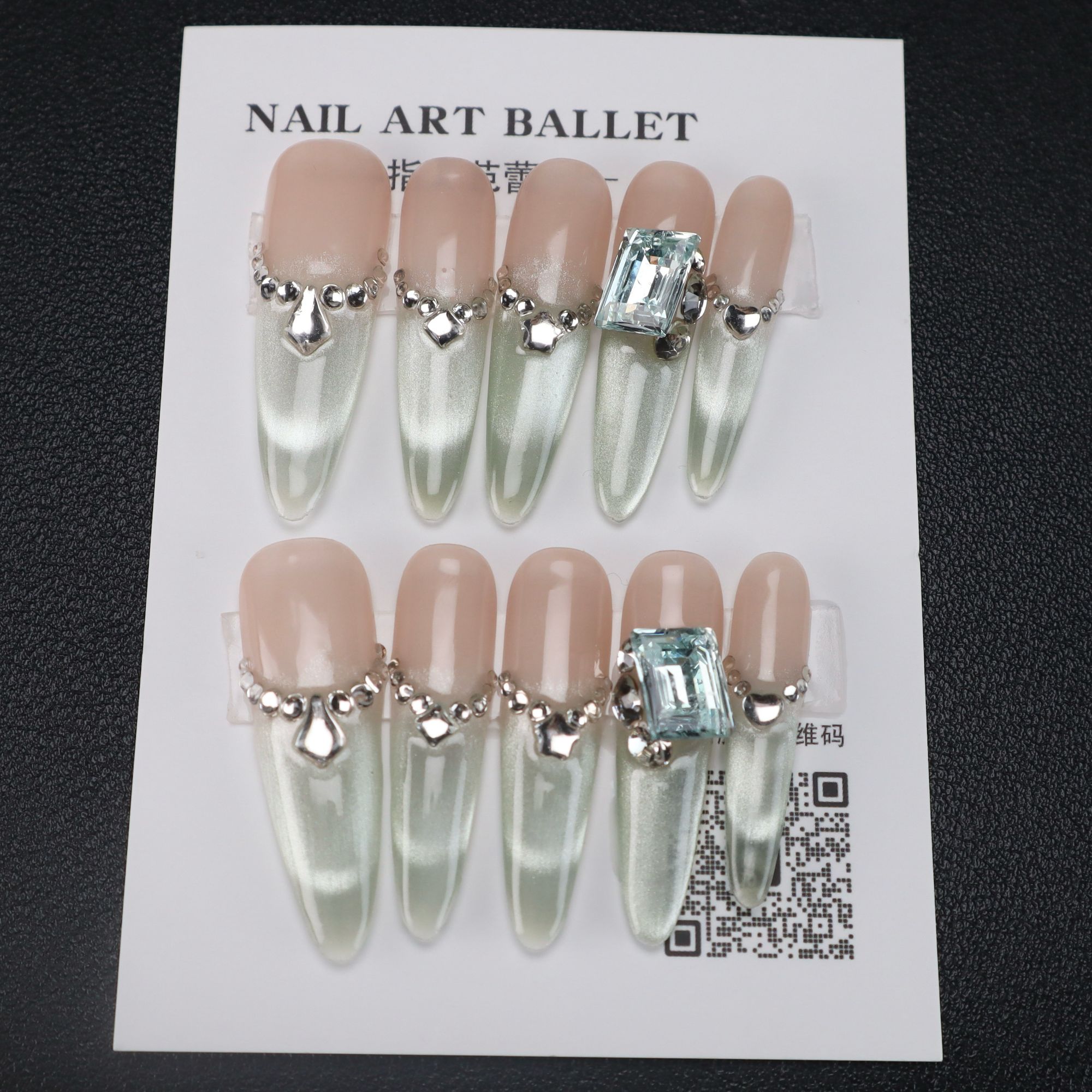 18【青提冰沙】指上芭蕾纯手工穿戴甲送工具包+收纳盒 No退No换