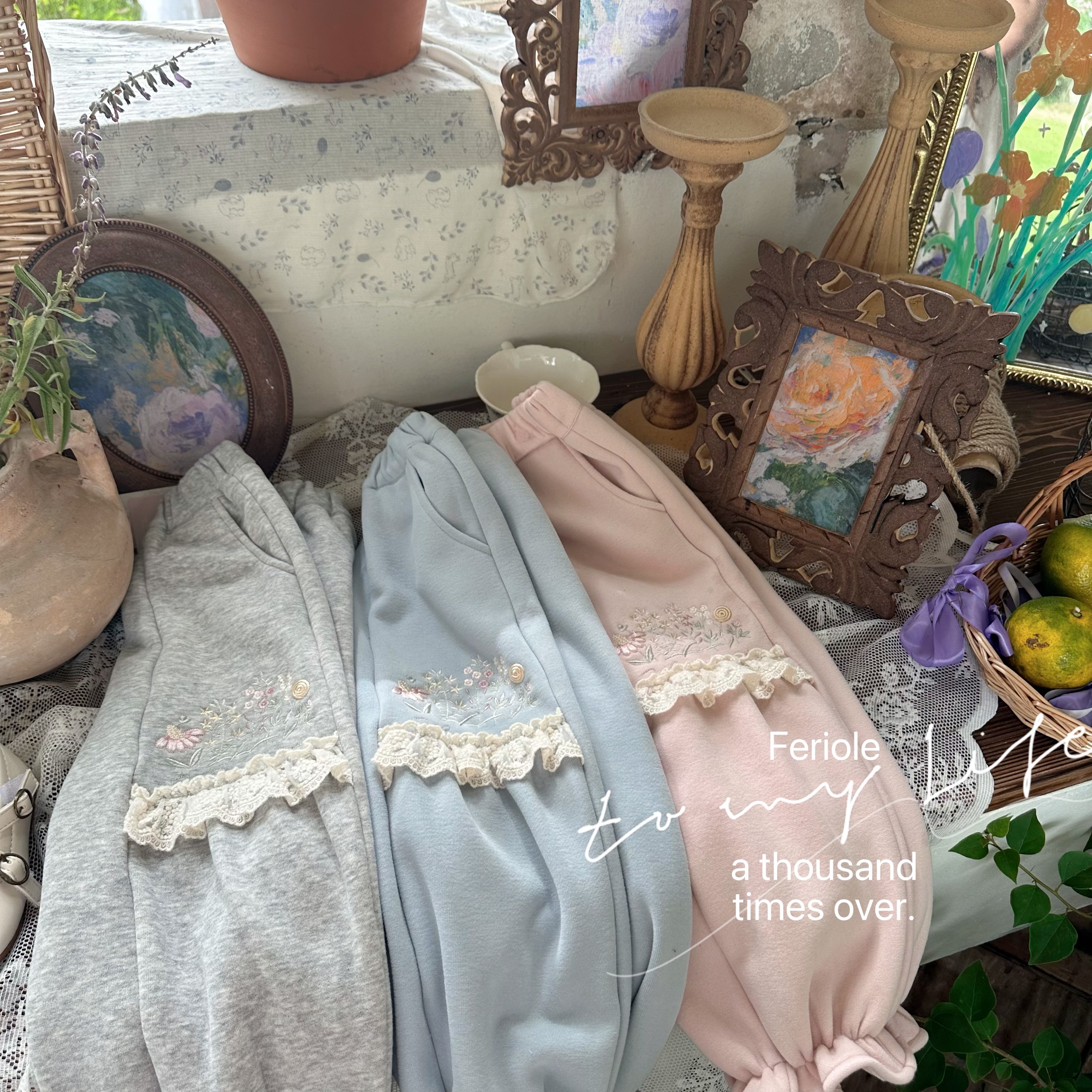 【加绒】FLL-53719-儿童女童加厚蕾丝刺绣花朵卫裤（冬款）