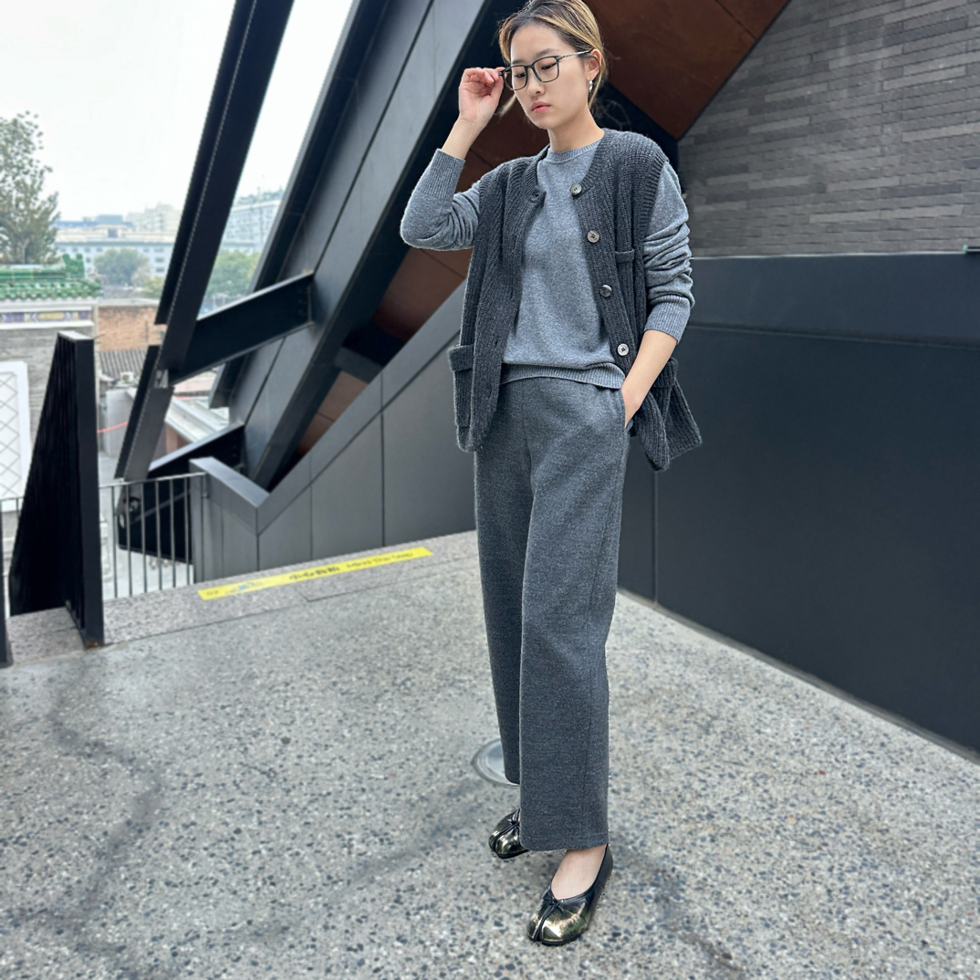 百搭九分羊毛老爹裤