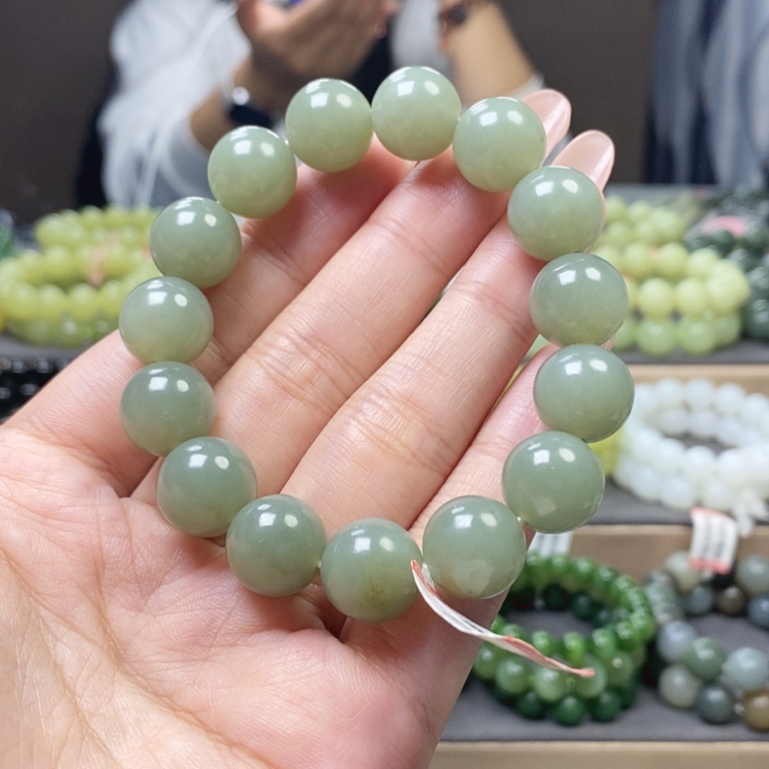 和田玉未镶嵌手链且末蓝14m