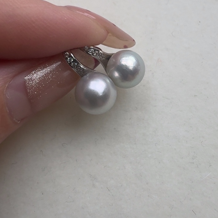 海水珍珠耳饰银S925镶嵌