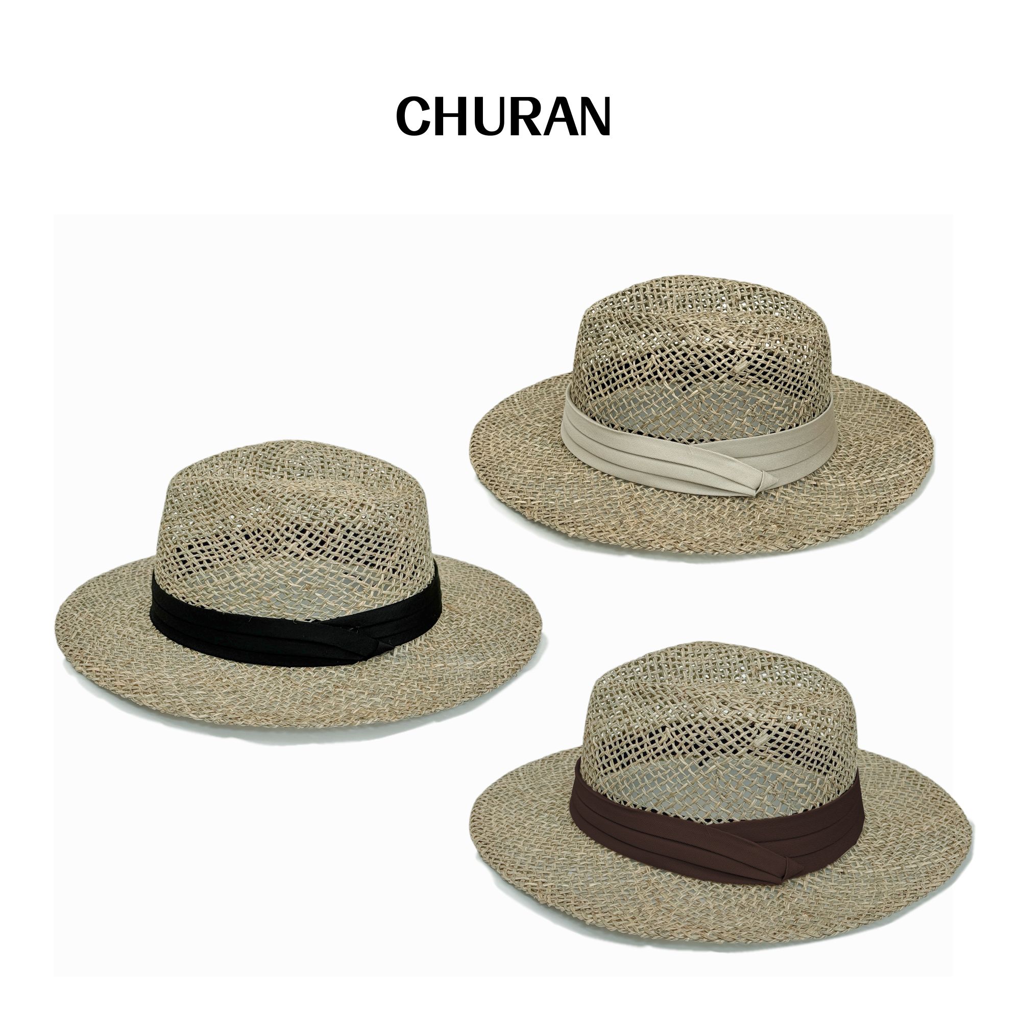 U.V.Y新款手工编织复古圆帽休闲时尚透气百搭户外英伦时尚帽子