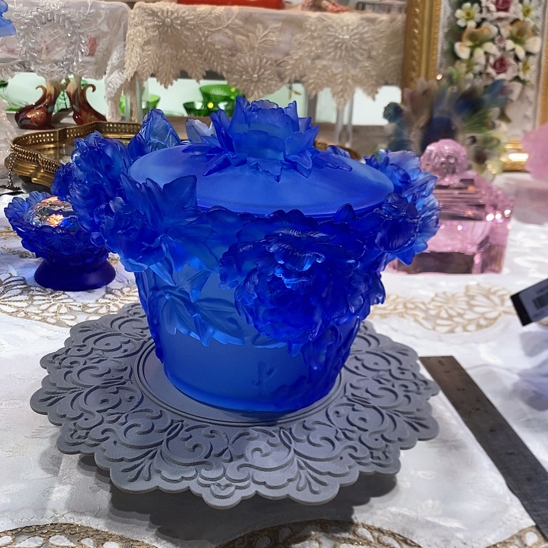 摆件QAA304脱蜡水晶牡丹花糖罐