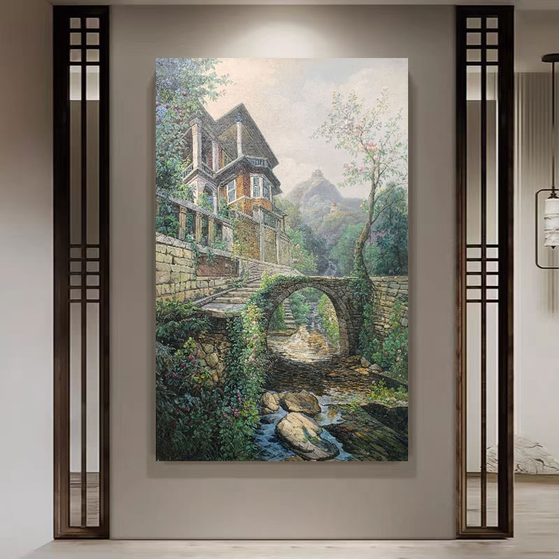 定金《鼓浪屿旧居》70*120含内框刘春建原创手绘油画肌理装饰画挂画