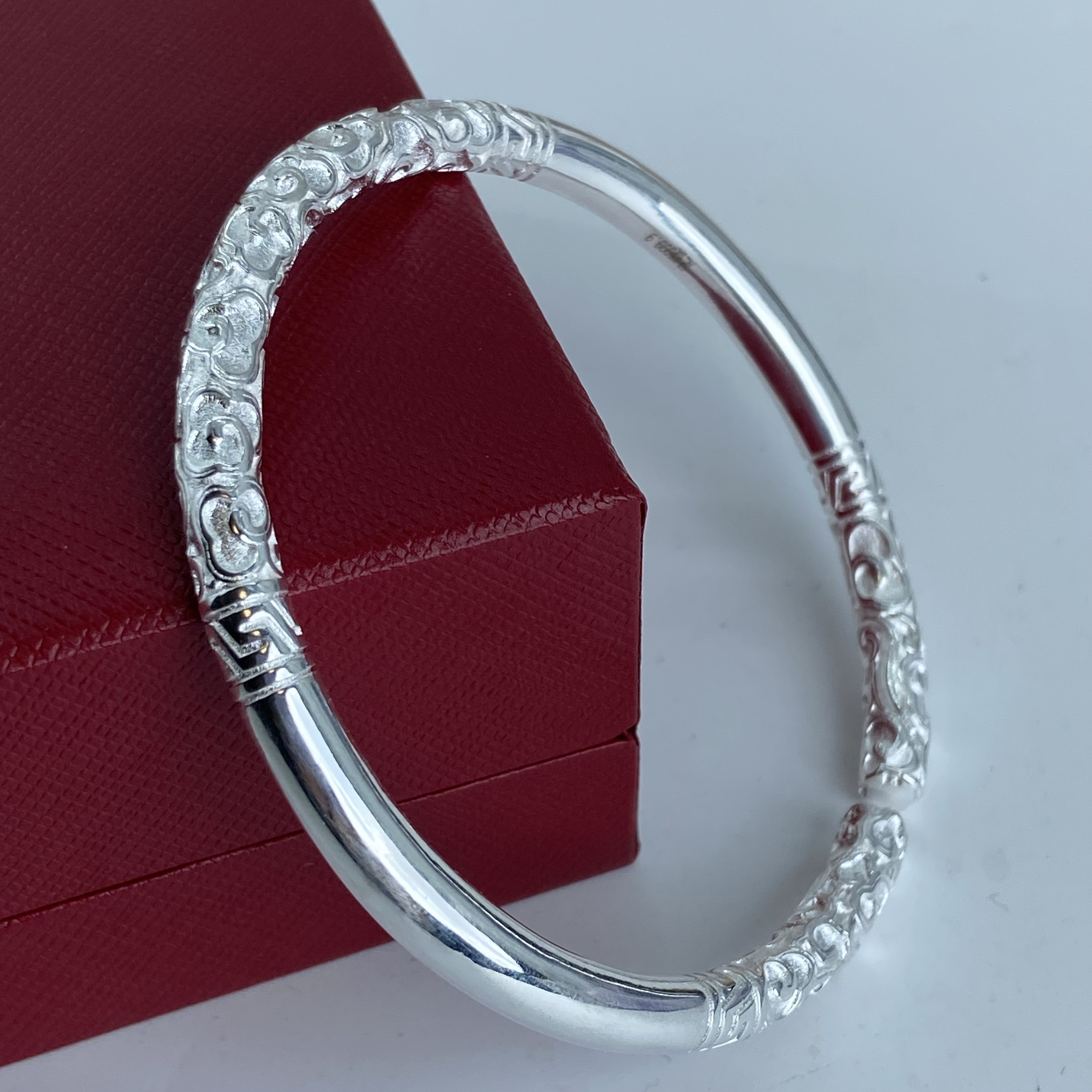 足银手镯 13号-古法金箍棒【开口】手镯