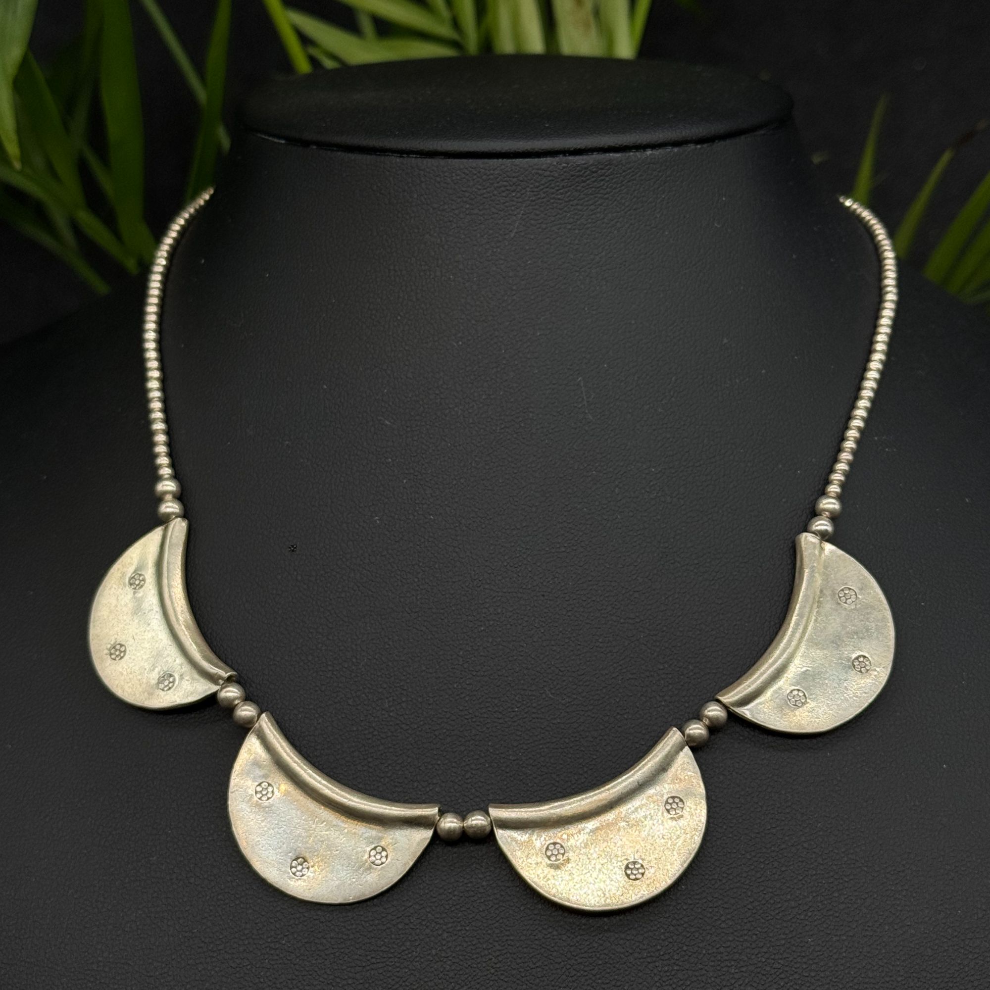 坠链均925银 泰式925银做旧双面银片短项链