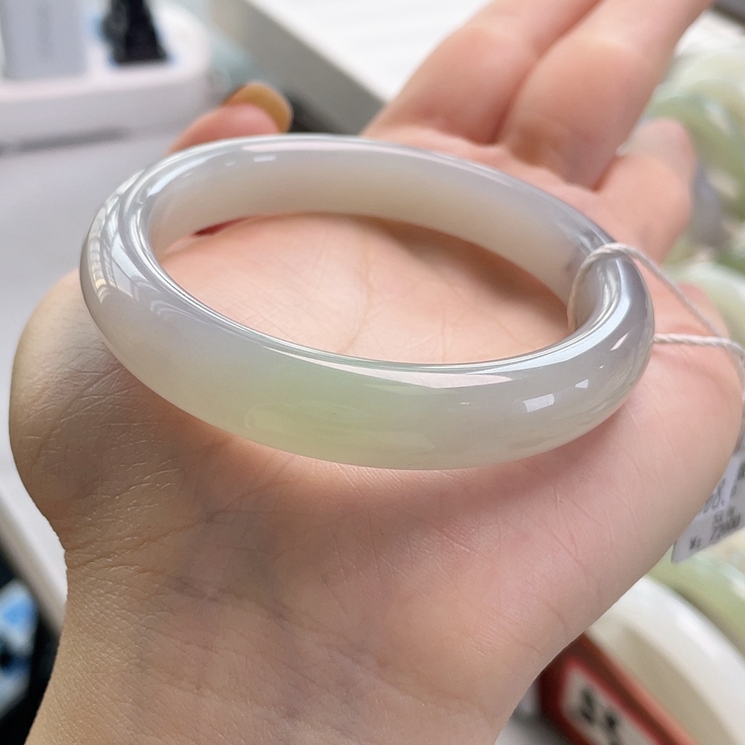 和田玉未镶嵌手镯冰紫飘翠 大捡漏