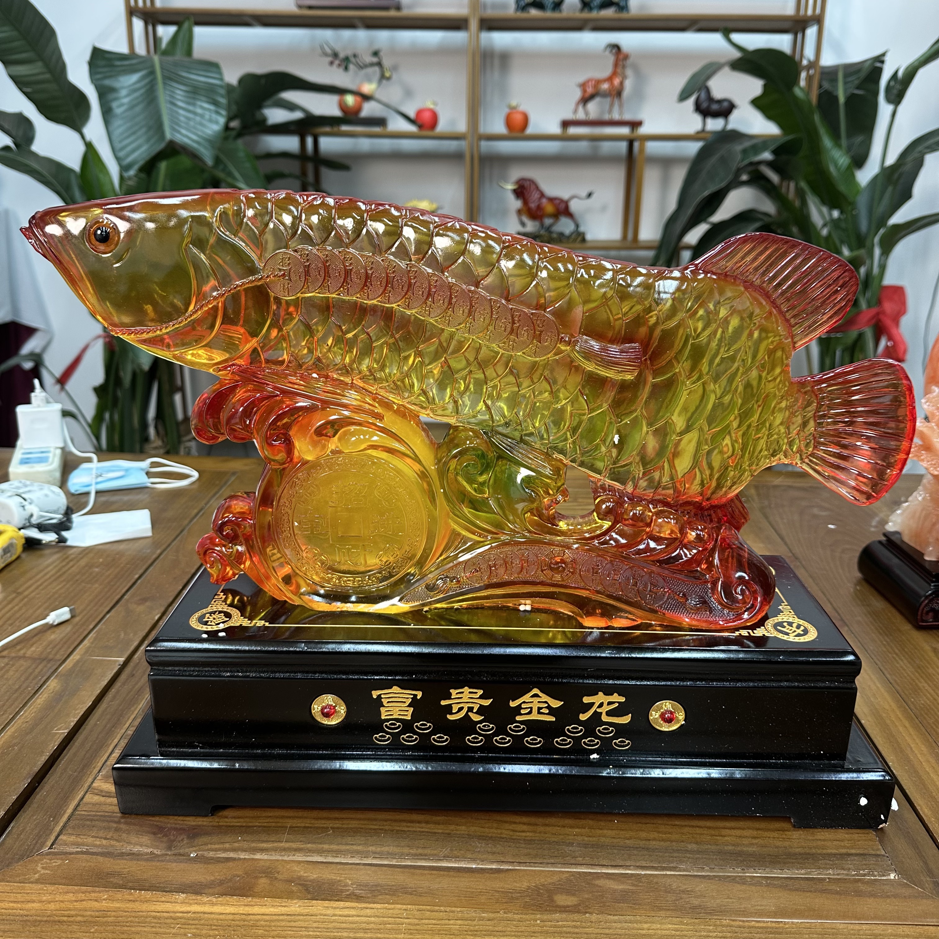 一厅【富贵大金龙鱼】长55宽17高35cm（孤品竞拍摆件 介意微瑕勿拍）