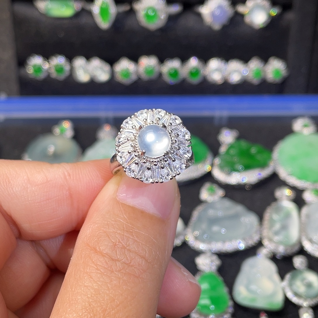 翡翠银S925镶嵌戒指