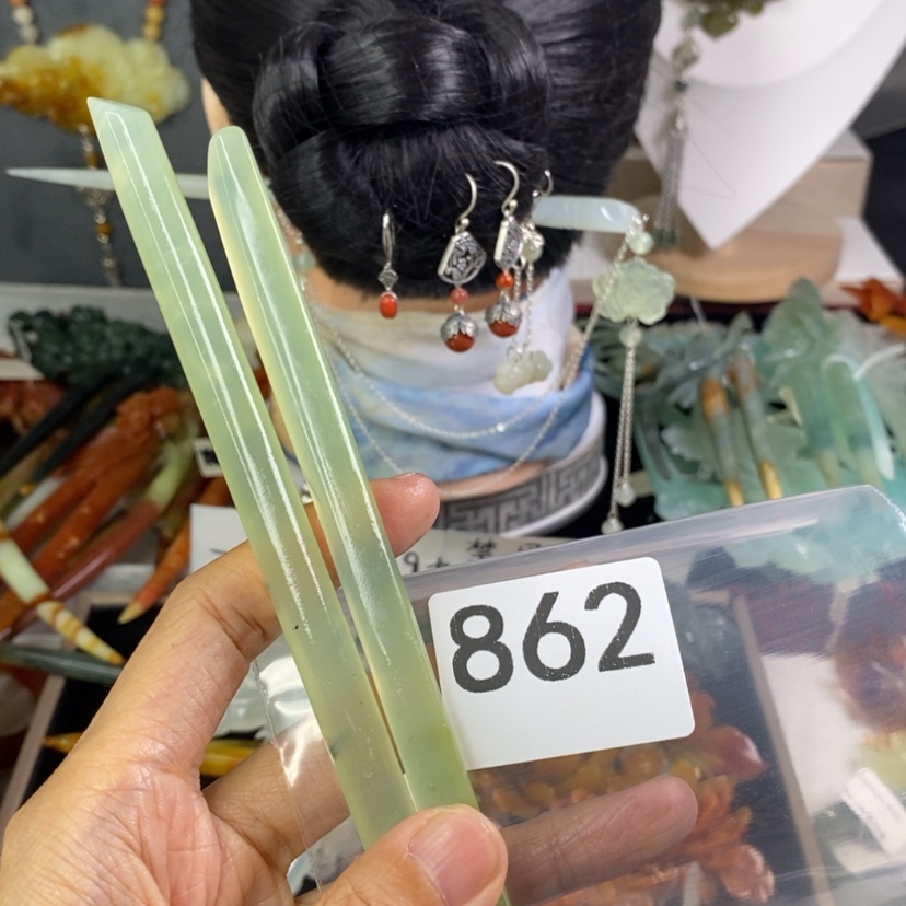 【闪购商品】岫玉发饰未镶嵌安*