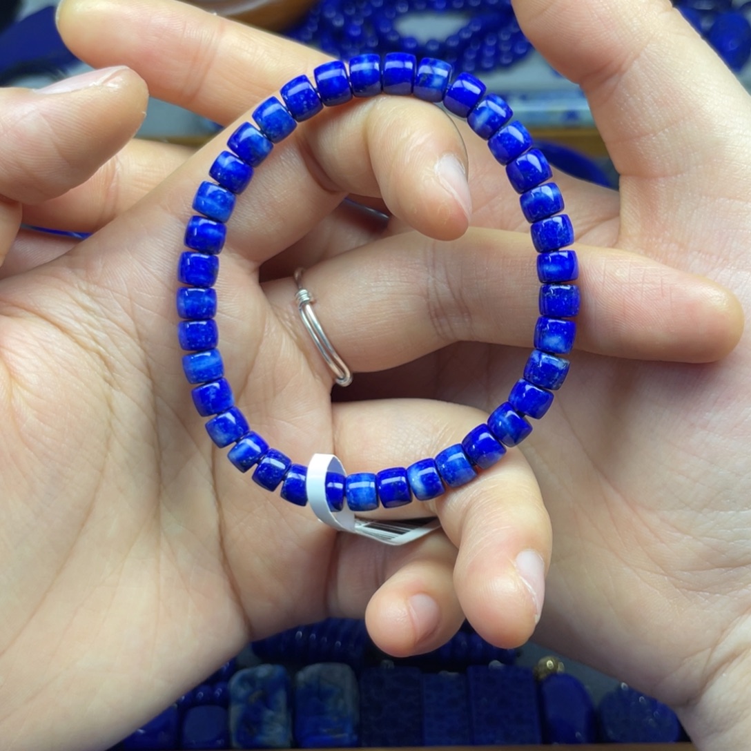 青金石未镶嵌直切手串6+