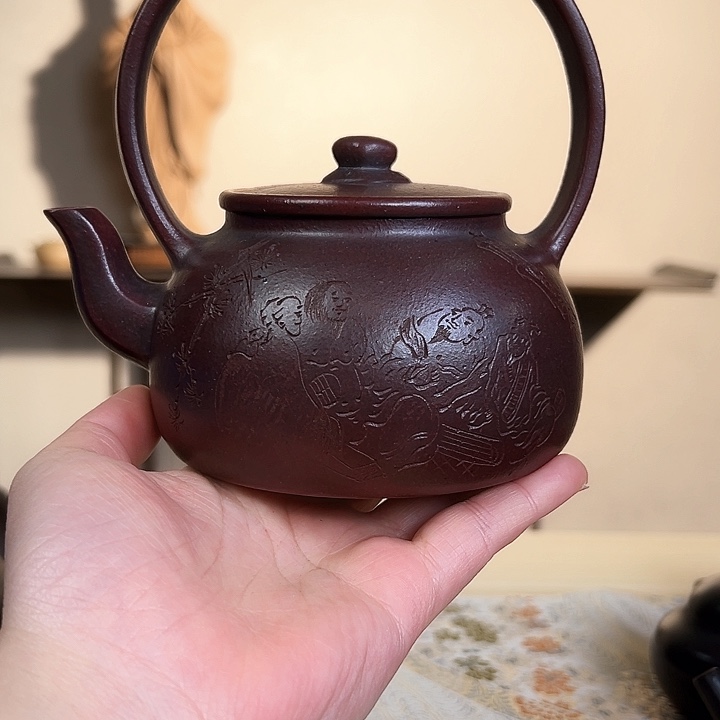 紫砂茶壶提梁龙血砂还原