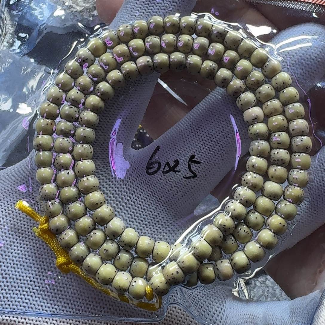 星月菩提手串甜*星月菩提6*5石玉料大留白鼓珠（轻微走色