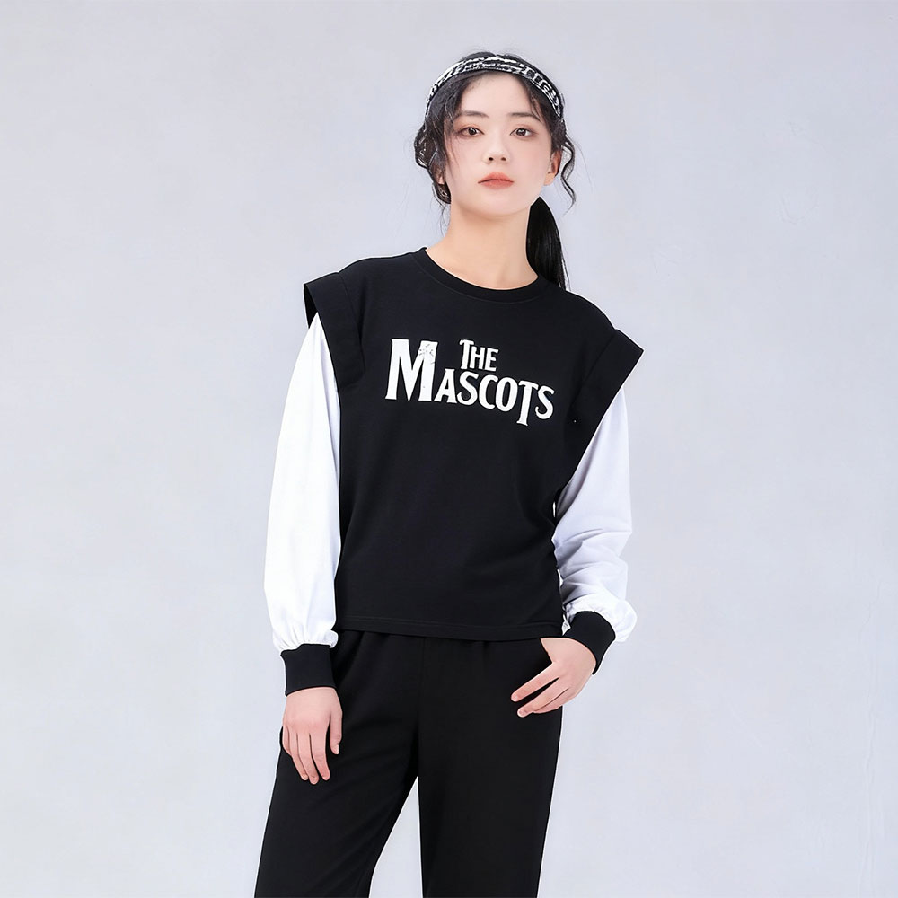 女童字母印花拼接卫衣秋装